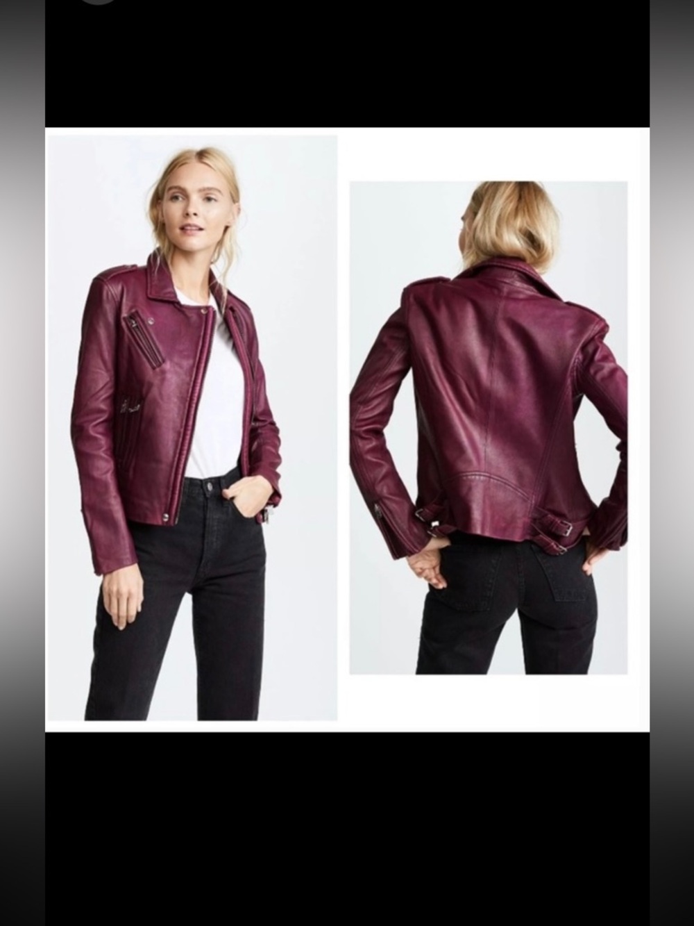 IRO Han Leather Jacket Lamb Leather Biker Moto Burgundy Bikercore Grunge Punk